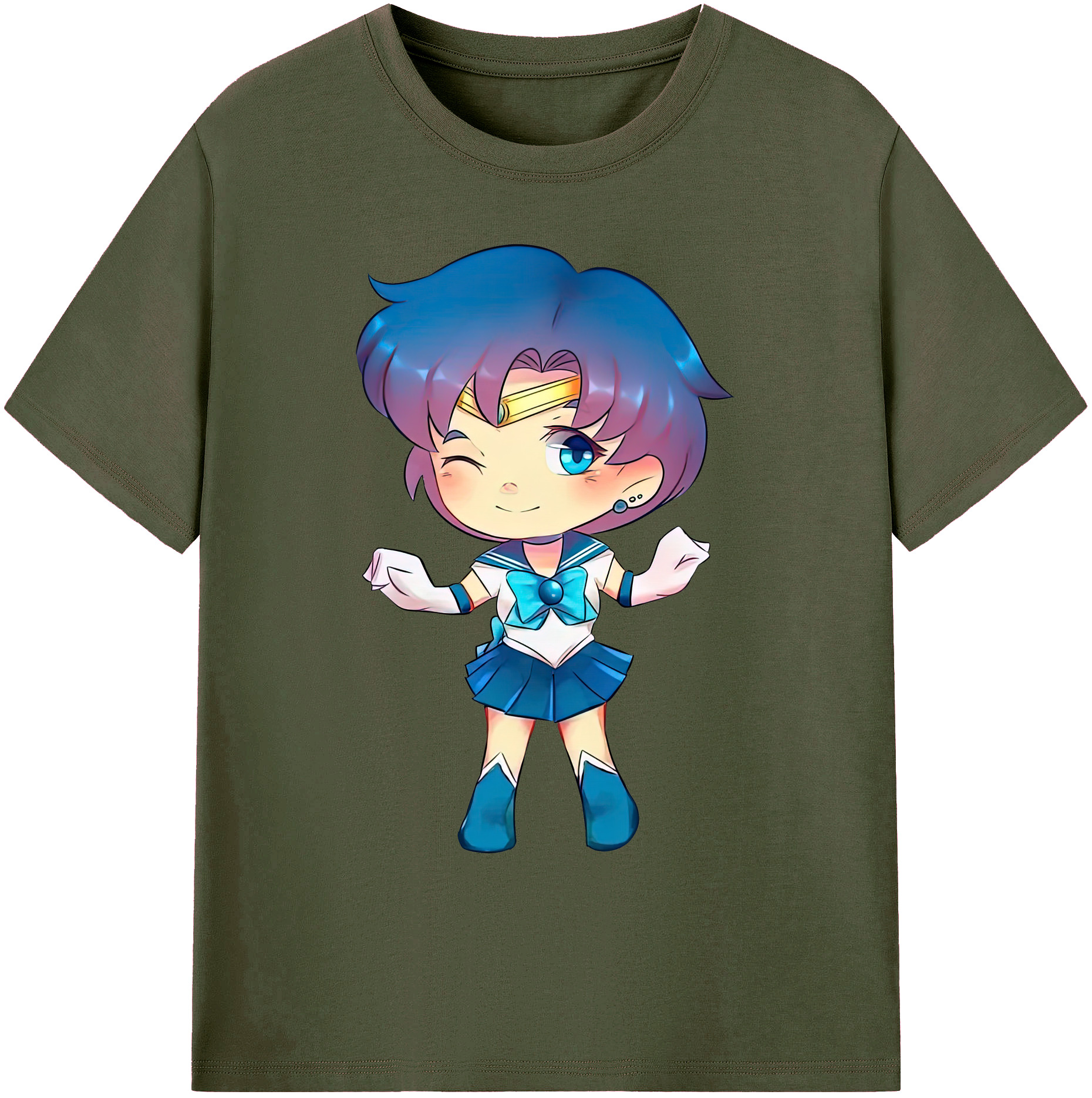 （画像用） 美少女戦士セーラームーン 水野 亜美 みずの あみ Sailor Moon Mizuno Ami 綿100％ メンズ半袖Tシャツ｜肌触りやわらか＆通気性